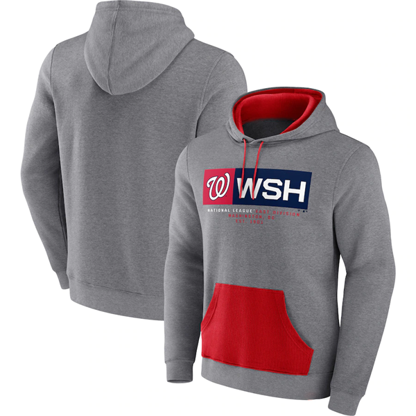 Washington Nationals Heathered Gray Iconic Steppin Up Fleece Pullover Hoodie
