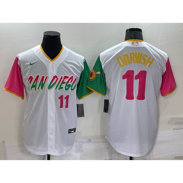 San Diego Padres #11 Yu Darvish 2022 White City Connect Cool Base Stitched Jersey