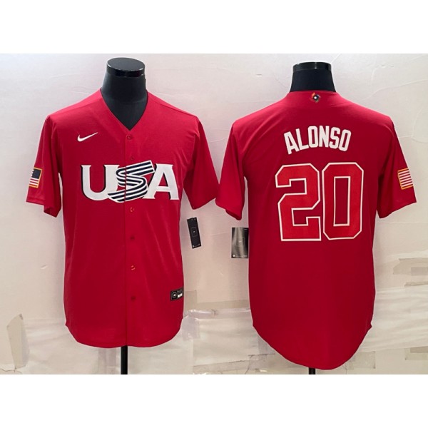 USA #20 Pete Alonso 2023 Red World Classic Stitched Jersey