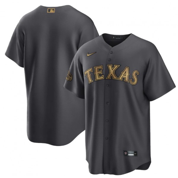 Texas Rangers Blank 2022 All-Star Charcoal Cool Base Stitched Jersey