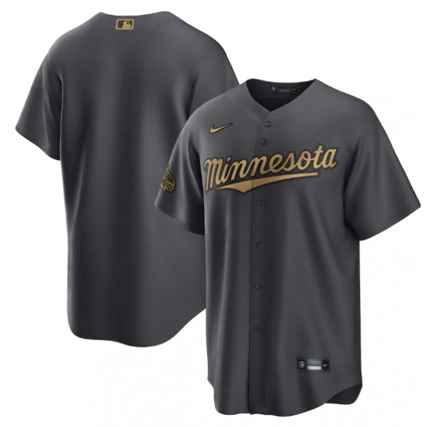 Minnesota Twins Blank 2022 All-Star Charcoal Cool Base Stitched Jersey