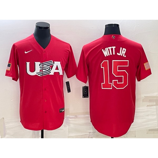 USA #15 Bobby Witt Jr. 2023 Red World Classic Stitched Jersey