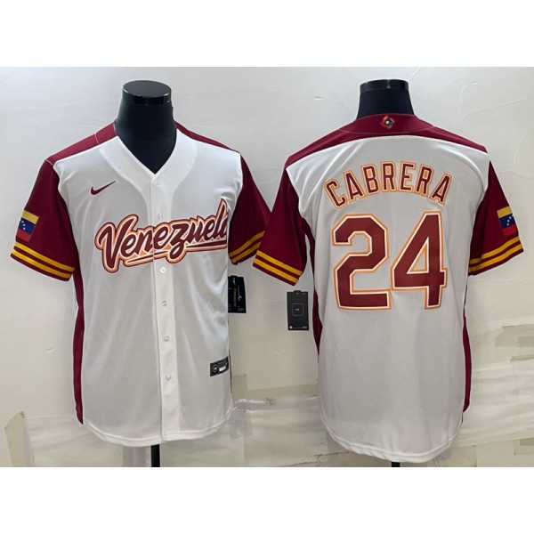 Venezuela #24 Miguel Cabrera 2023 White World Classic Stitched Jersey
