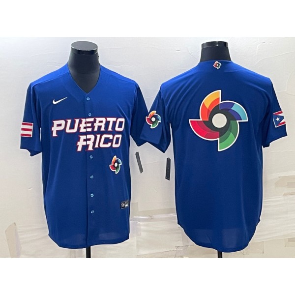Puerto Rico 2023 Royal World Big Logo With Patch Classic Stitched Jersey
