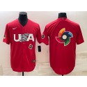 USA 2023 Red World Big Logo With Patch Classic Stitched Jersey