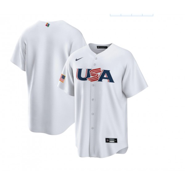 USA Blank 2023 White World Classic Stitched Jersey