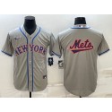 New York Mets Gray Team Big Logo Cool Base Stitched Jersey