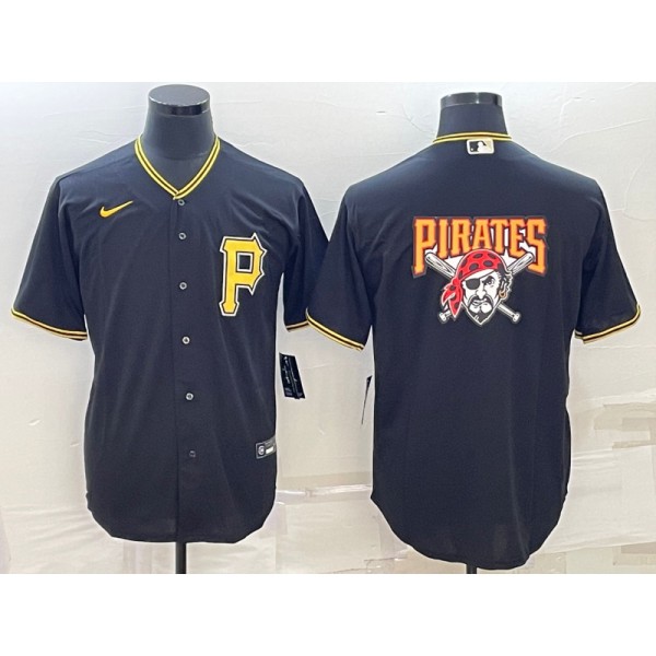 Pittsburgh Pirates Black Team Big Logo Cool Base Stitched Jersey