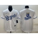 Kansas City Royals White Team Big Logo Cool Base Stitched Jersey