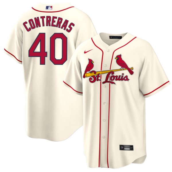 St. Louis Cardinals #40 Willson Contreras Cream Cool Base Stitched Jersey