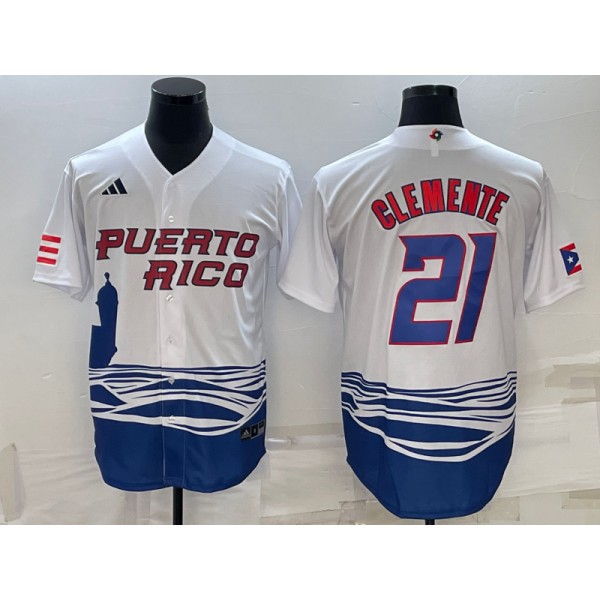 Puerto Rico #21 Roberto Clemente 2023 White World Classic Stitched Jersey