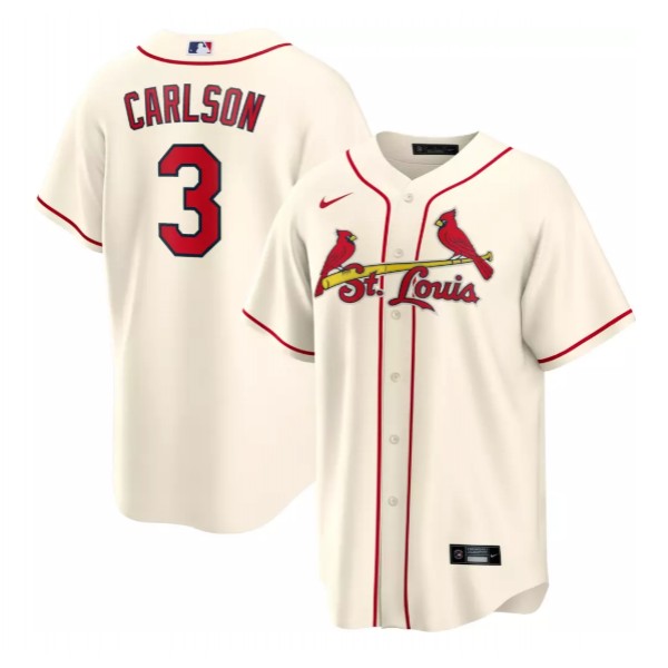 St. Louis Cardinals #3 Dylan Carlson Cream Cool Base Stitched Jersey