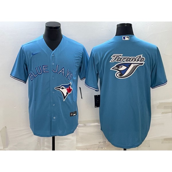 Toronto Blue Jays Light Blue Team Big Logo Cool Base Stitched Jersey