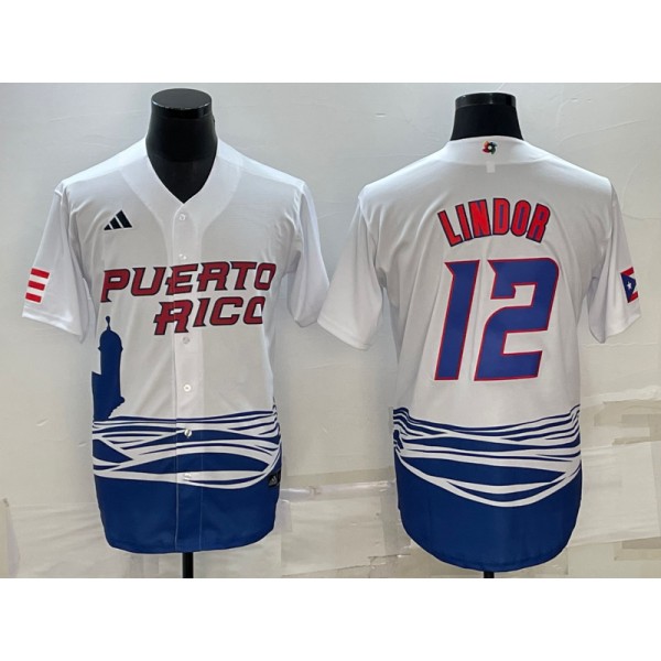 Puerto Rico ACTIVE PLAYER Custom 2023 White World Classic Stitched Jersey
