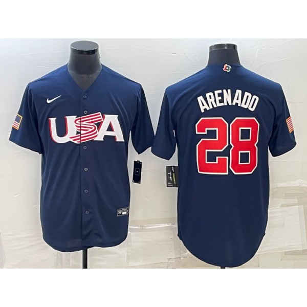 USA #28 Nolan Arenado 2023 Navy World Classic Stitched Jersey