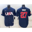 USA #27 Mike Trout 2023 Navy World Classic Stitched Jersey
