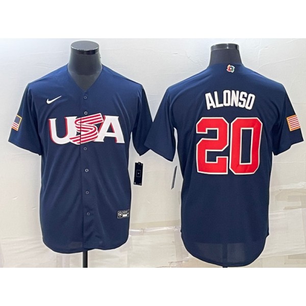 USA #20 Pete Alonso 2023 Navy World Classic Stitched Jersey