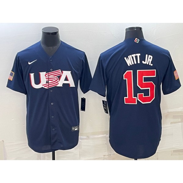 USA #15 Bobby Witt Jr. 2023 Navy World Classic Stitched Jersey
