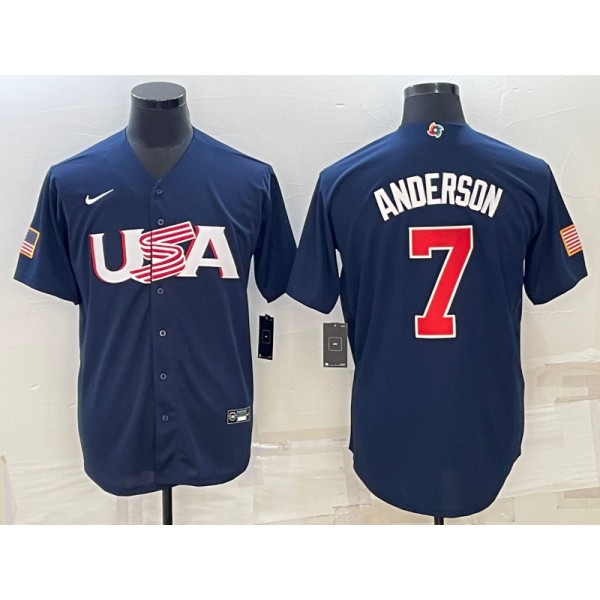 USA #7 Tim Anderson 2023 Navy World Classic Stitched Jersey