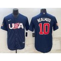 USA #10 J.T. Realmuto 2023 Navy World Classic Stitched Jersey
