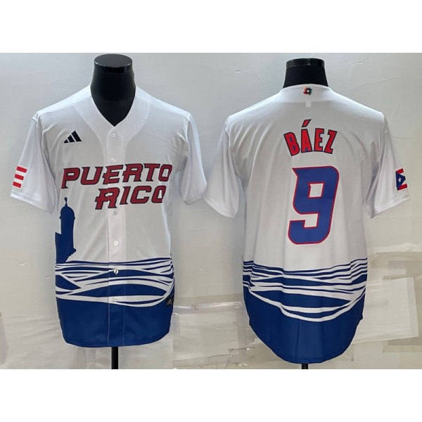 Puerto Rico #9 Javier Báez 2023 White World Classic Stitched Jersey