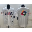 USA 2023 White World Big Logo Classic Stitched Jersey
