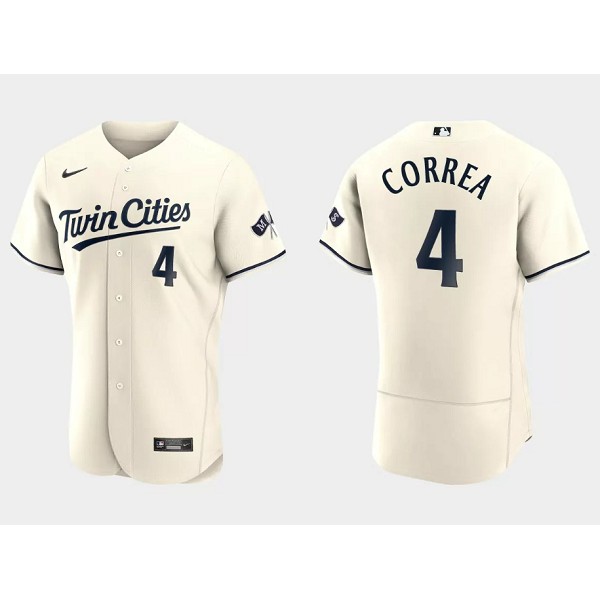 Minnesota Twins #4 Carlos Correa Cream Flex Base Stitched Jersey