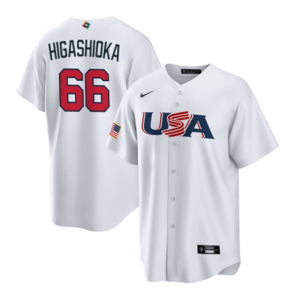 USA #66 Kyle Higashioka 2023 White World Classic Stitched Jersey
