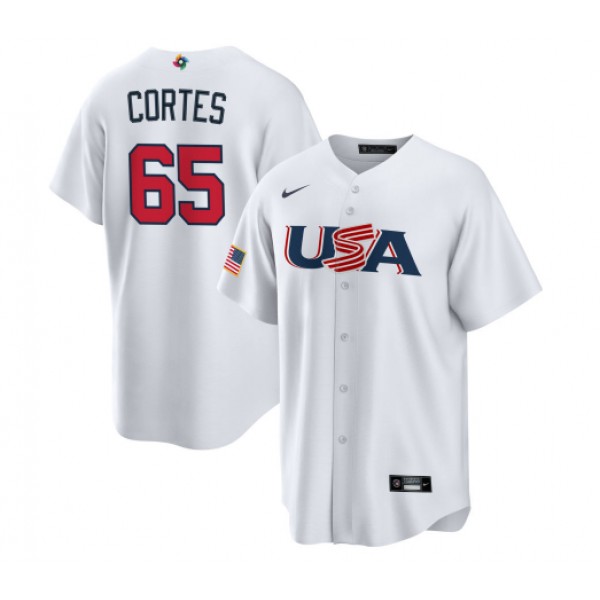 USA #65 Nestor Cortes 2023 White World Classic Stitched Jersey