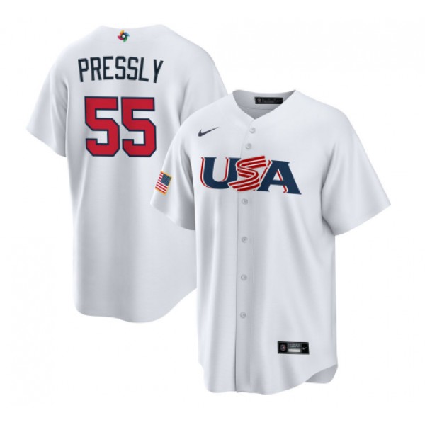 USA #55 Ryan Pressly 2023 White World Classic Stitched Jersey