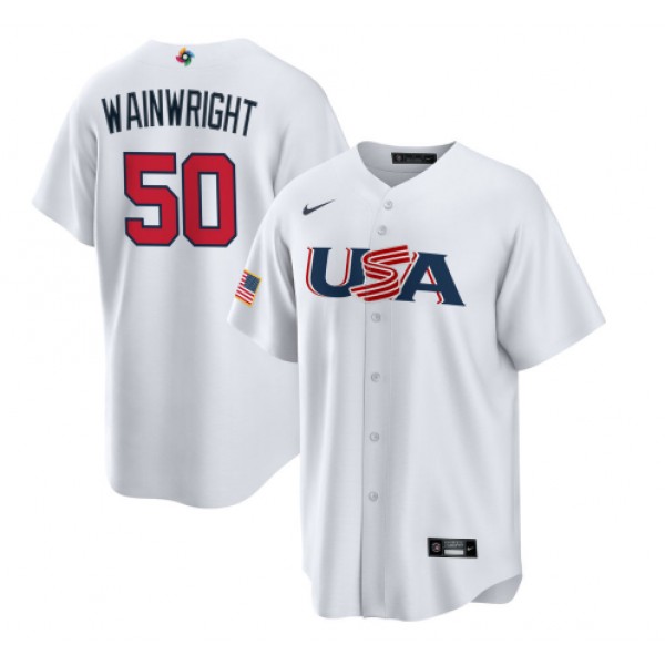 USA #50 Adam Wainwright 2023 White World Classic Stitched Jersey