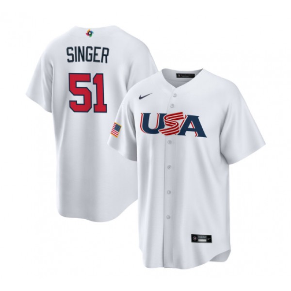 USA #51 Brady Singer 2023 White World Classic Stitched Jersey