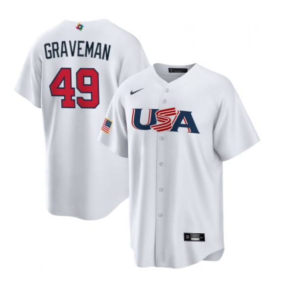 USA #49 Kendall Graveman 2023 White World Classic Stitched Jersey