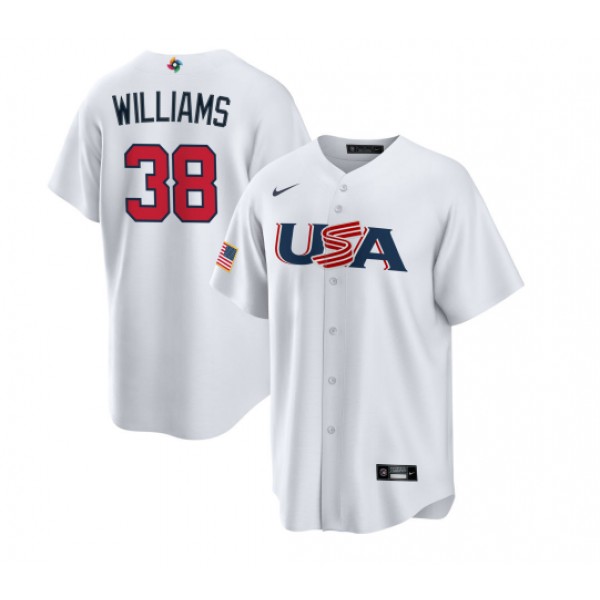 USA #38 Devin Williams 2023 White World Classic Stitched Jersey