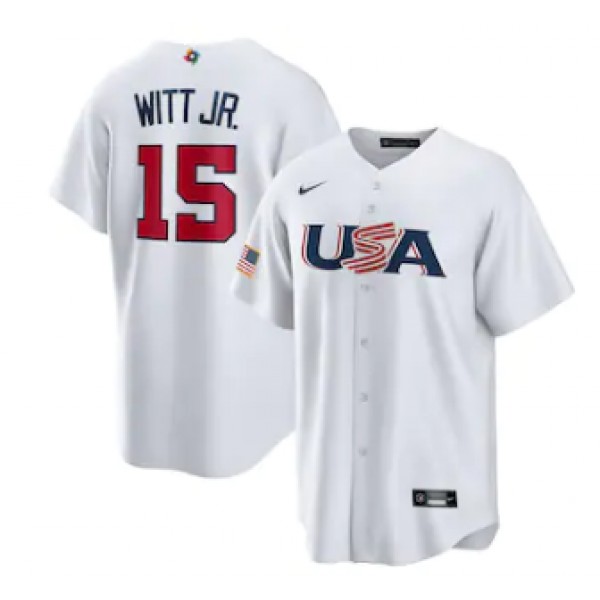 USA #15 Bobby Witt Jr. 2023 White World Classic Stitched Jersey