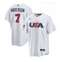 USA #7 Tim Anderson 2023 White World Classic Stitched Jersey