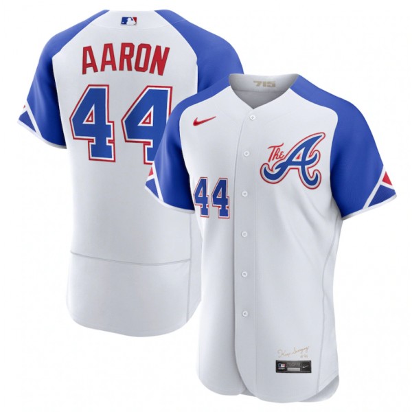 Atlanta Braves #44 Hank Aaron White 2023 City Connect Flex Base Stitched Jersey