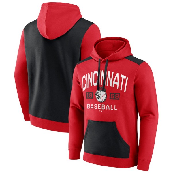 Cincinnati Reds Red Black Chip In Pullover Hoodie