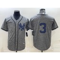 New York Yankees #3 Babe Ruth Grey Stitched Jersey
