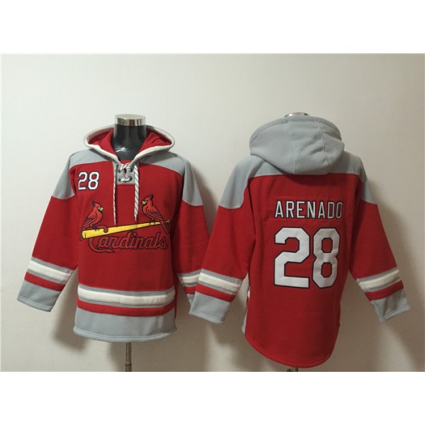 St.Louis Cardinals #28 Nolan Arenado Ageless Must-Have Lace-Up Pullover Hoodie