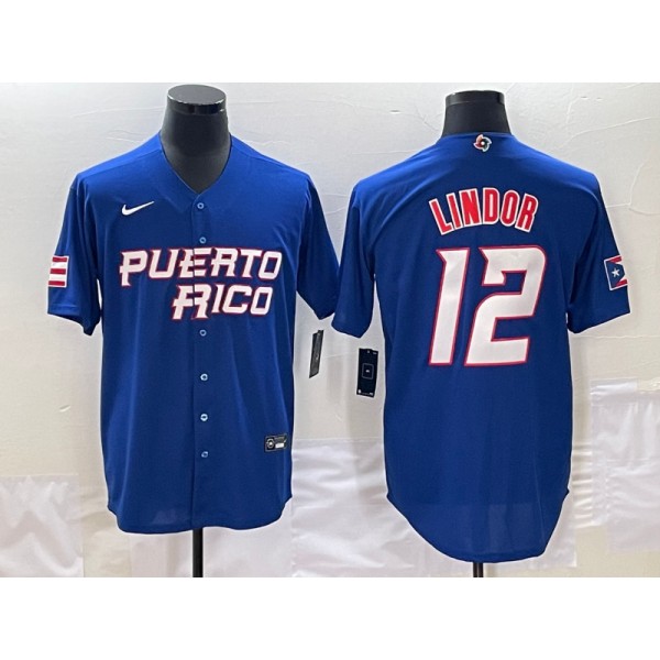 Puerto Rico #12 Francisco Lindor 2023 Royal World Classic Stitched Jersey