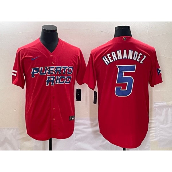 Puerto Rico #5 Enrique Hernandez 2023 Red World Classic Stitched Jersey