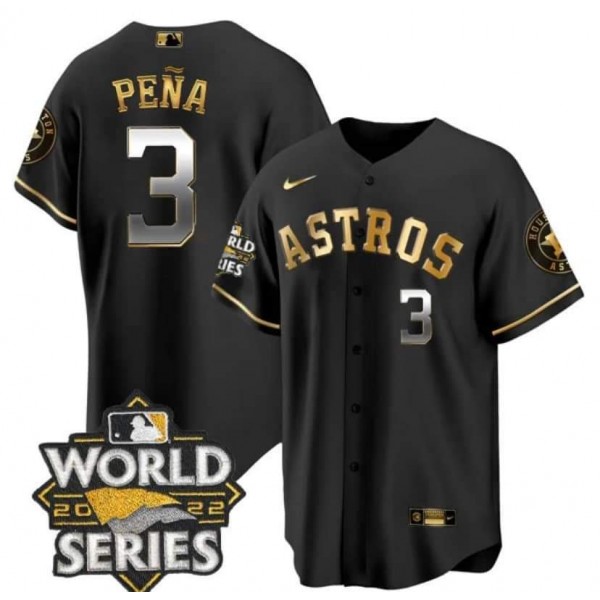 Houston Astros Active Player Custom Black Gold 2022 World Series Stitched Jersey