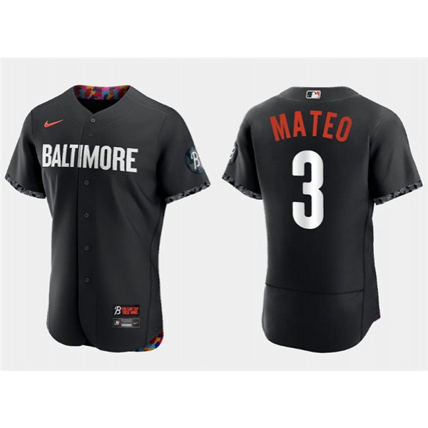 Baltimore Orioles #3 Jorge Mateo Black 2023 City Connect Flex Base Stitched Jersey