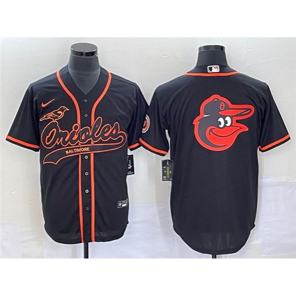 Baltimore Orioles Black Team Big Logo Cool Base Stitched Jersey