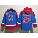 Chicago Cubs #23 Ryne Sandberg Royal Red Ageless Must-Have Lace-Up Pullover Hoodie