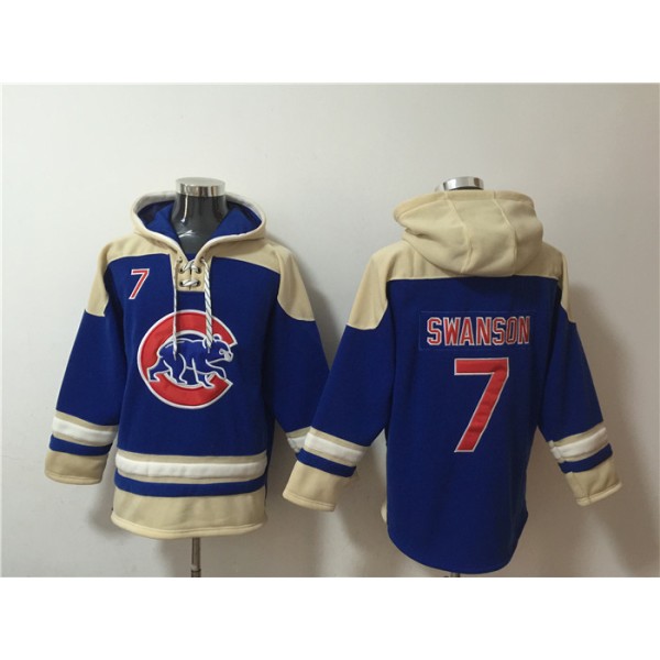 Chicago Cubs #7 Dansby Swanson Ageless Must-Have Lace-Up Pullover Hoodie