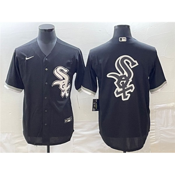 Chicago White Sox Black Team Big Logo Cool Base Stitched Jersey