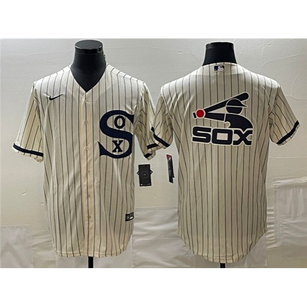 Chicago White Sox Cream Team Big Logo Cool Base Stitched Jersey