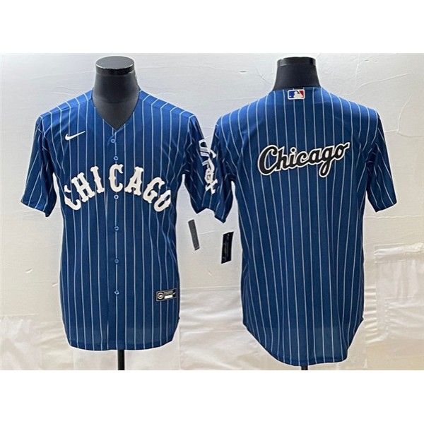 Chicago White Sox Navy Team Big Logo Cool Base Stitched Jersey